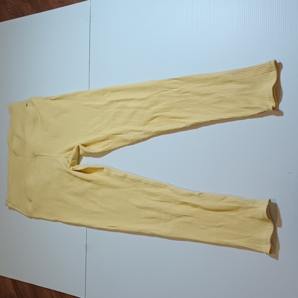 Carbon38 Yellow Ribbed High Waisted Skinny Leggings A21 - Picture 1 of 5